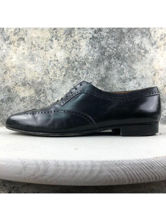 Salvatore Ferragamo Men\'s Size 10EE Black Leather Lace-Up Wingtip Oxfords FAIR main image 12